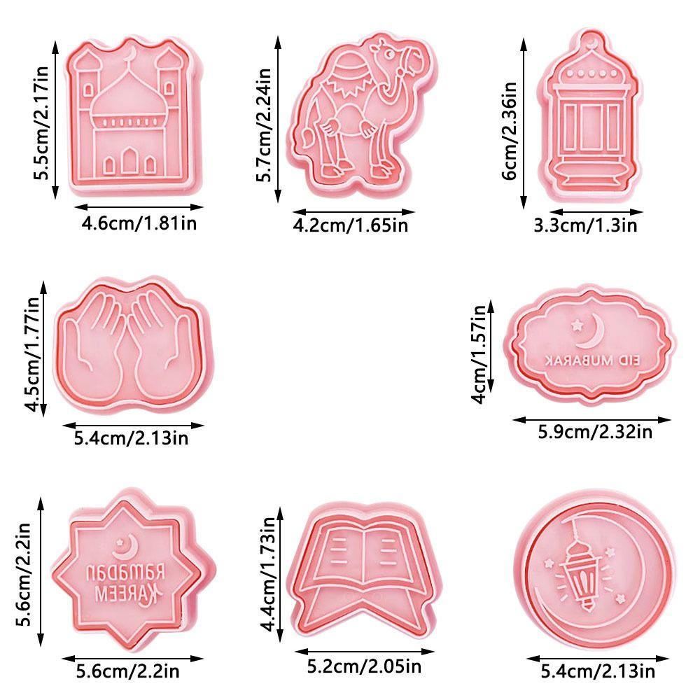 Solighter 8pcs/set Cetakan Kue Fondant Makanan Eid Mubarak Islam Muslim Festival Cookie Cutter