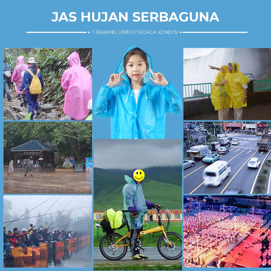 Mantel Hujan Anak Jas Hujan Polos Tebal Transparan Raincoat Anak Model Ponco Universal Laki Laki Perempuan Baju Pelindung Penutup Badan Anak Saat Hujan Di Perjalanan Jas Ujan Korea | GROSIRXPRESS