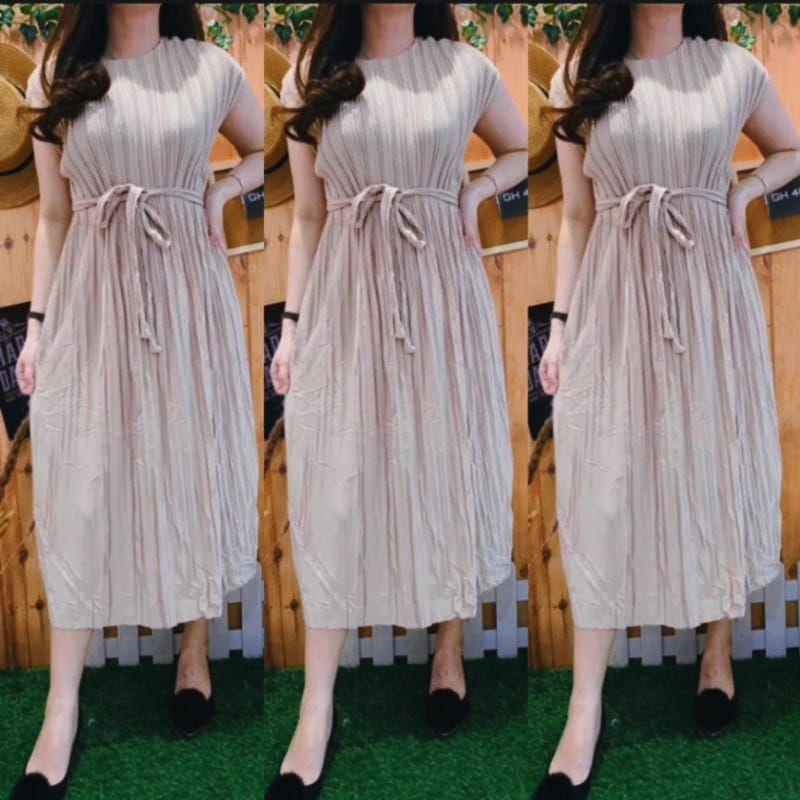 MIDI DRESS WANITA GAUN PENDEK DASTER MALAM PILSKET LENGAN PENDEK