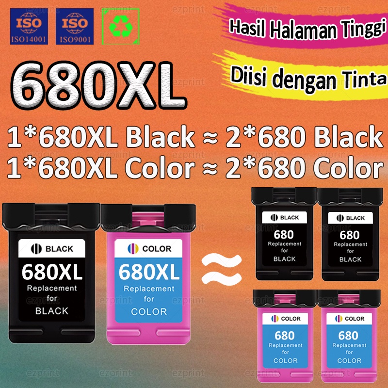 [XL Kapasitas Besar] Compatible HP 680 XL Ink Cartridge HP 680 Black HP 680 Color HP 680 Ink HP 680 
