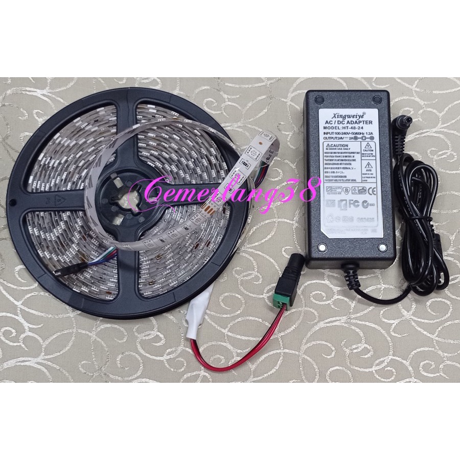 Paket Lampu LED Strip RGB 5050 Flexible DC 24V IP44 WATERPROOF