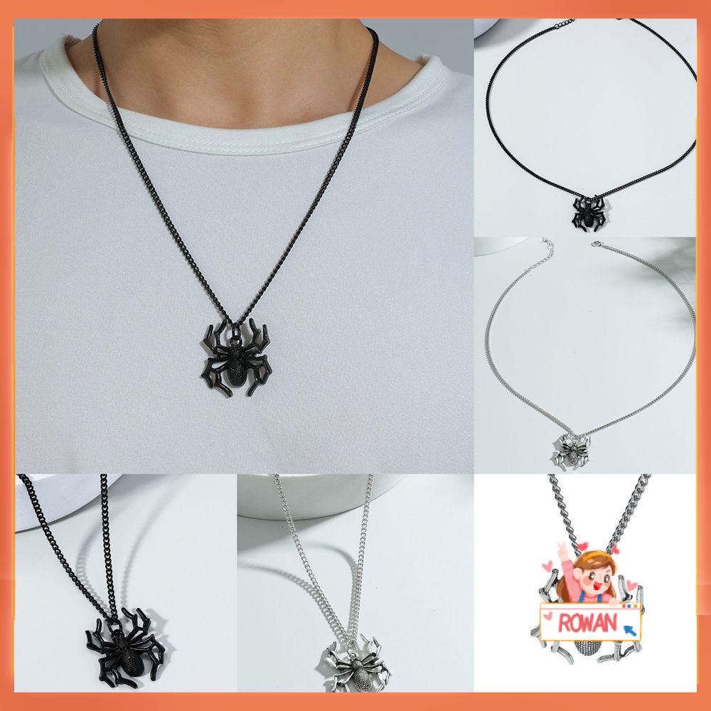R-bunga Spider Liontin Kalung Street Biker Warna Perak Choker Perhiasan Hadiah Punk Rock