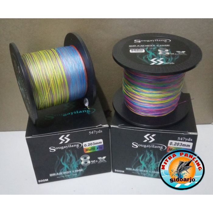 ✿ BISA COD✿ SENAR PE SOUGAYILANG, PE X9 MULTICOLOUR PANJANG 500 METER SENAR MURAH - 0.20 MM