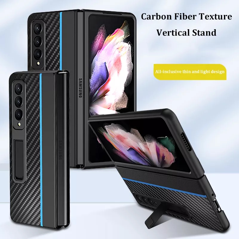 Carbon Kickstand Stand Holder Samsung Z Fold 3 Z FOLD 4 Case Cover Casing