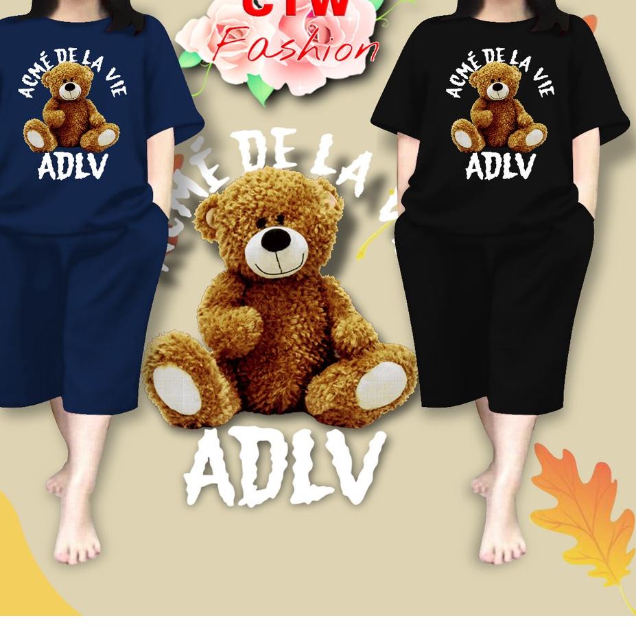 ➧➣✩✸ one set wanita dewasa Setelan Jumbo Oversize Wanita /Kaos Wanita kekinian Celana Pendek LD 115 