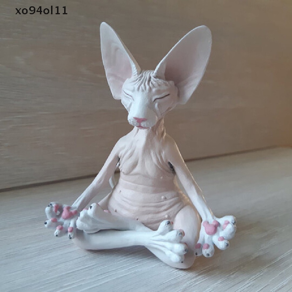 Xo Sphynx Kucing Meditate Koleksi Patung Miniatur Buatan Tangan Dekorasi Hewan Mainan OL