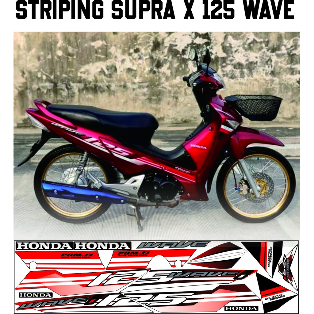 STRIPING VARIASI SUPRA X 125 WAVE MERAH STIKER