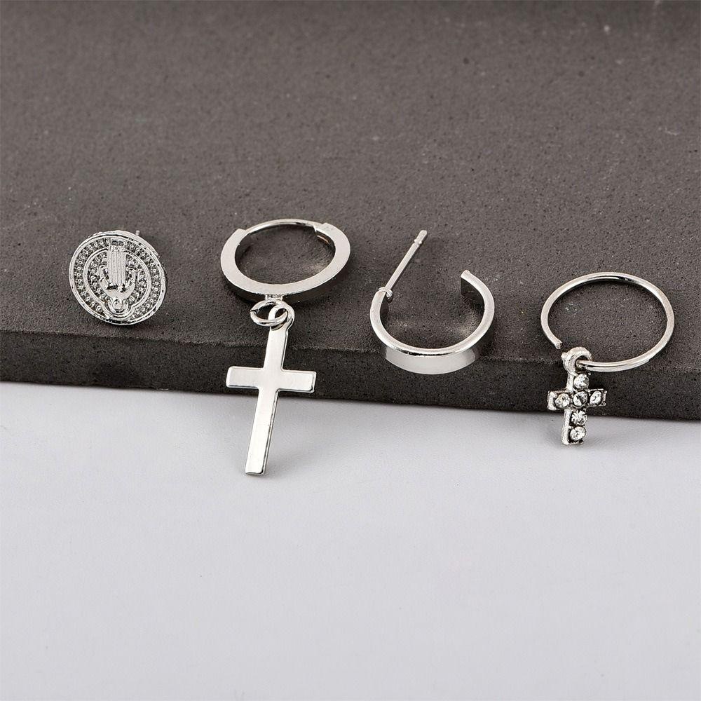 NEEDWAY Wanita Anting Set Perhiasan Fashion Kepribadian Telinga Drop Gadis Hadiah Cross Tergantung Gothic Alloy Menjuntai Earrings