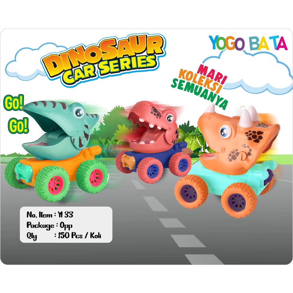 YI 33 MAINAN MOBIL DINO PENCET MELAJU / MAINAN ANAK EDUKASI DINOSAURUS CAR SERIES YOGO BATA