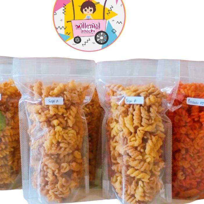 

み Makaroni Spiral Uril Pedas Daun Jeruk 80gr Kemasan Pouch ❆
