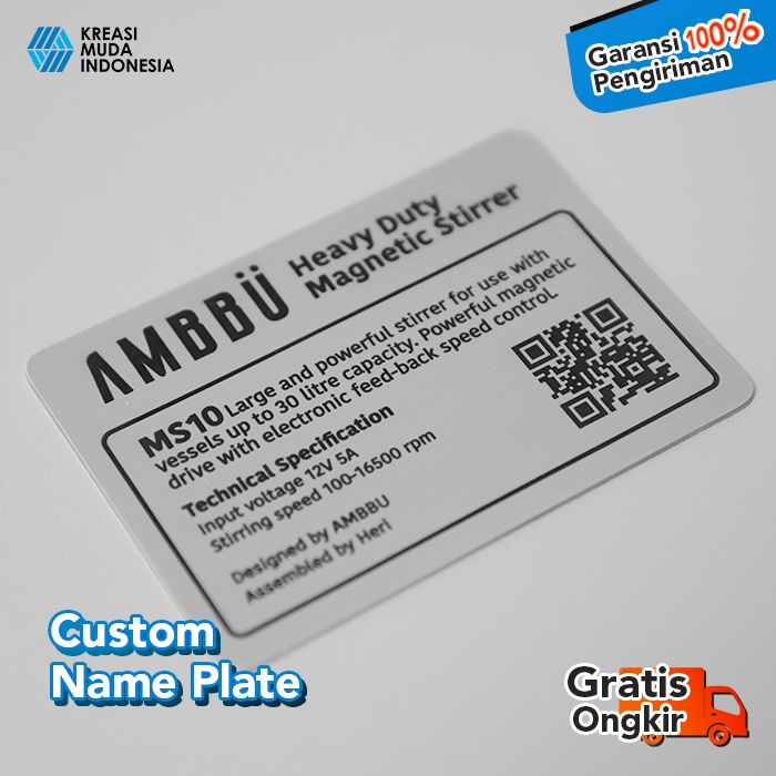 

Name Plate Stainless Steel Custom Nama dengan LASER MARKING