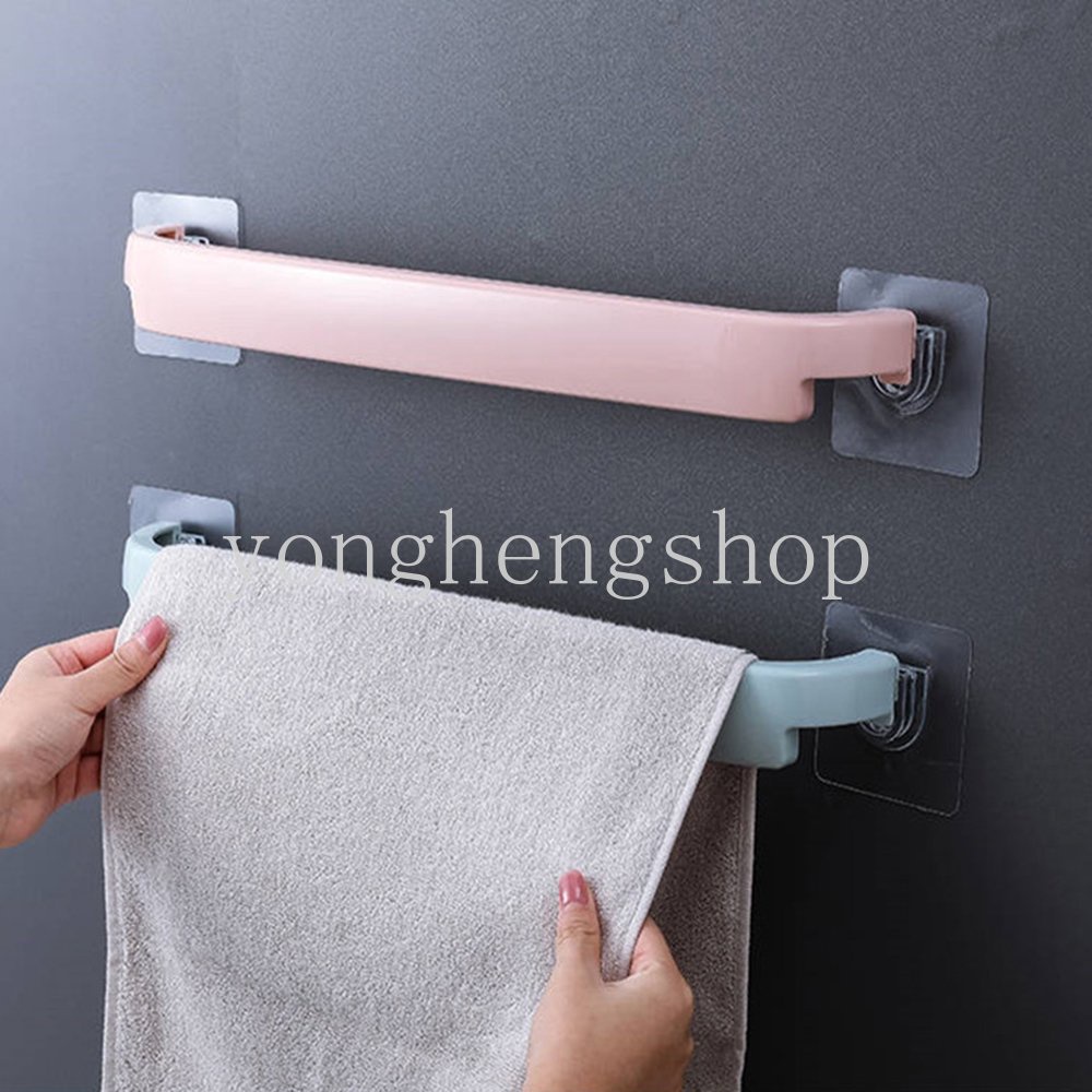 Punch Free Self Adhesive Towel Rack Tempat Handuk Wajah Rak Gantungan Lap Dapur Rak Dinding Rak Penyimpanan Handuk Mandi Aksesoris Kamar Mandi