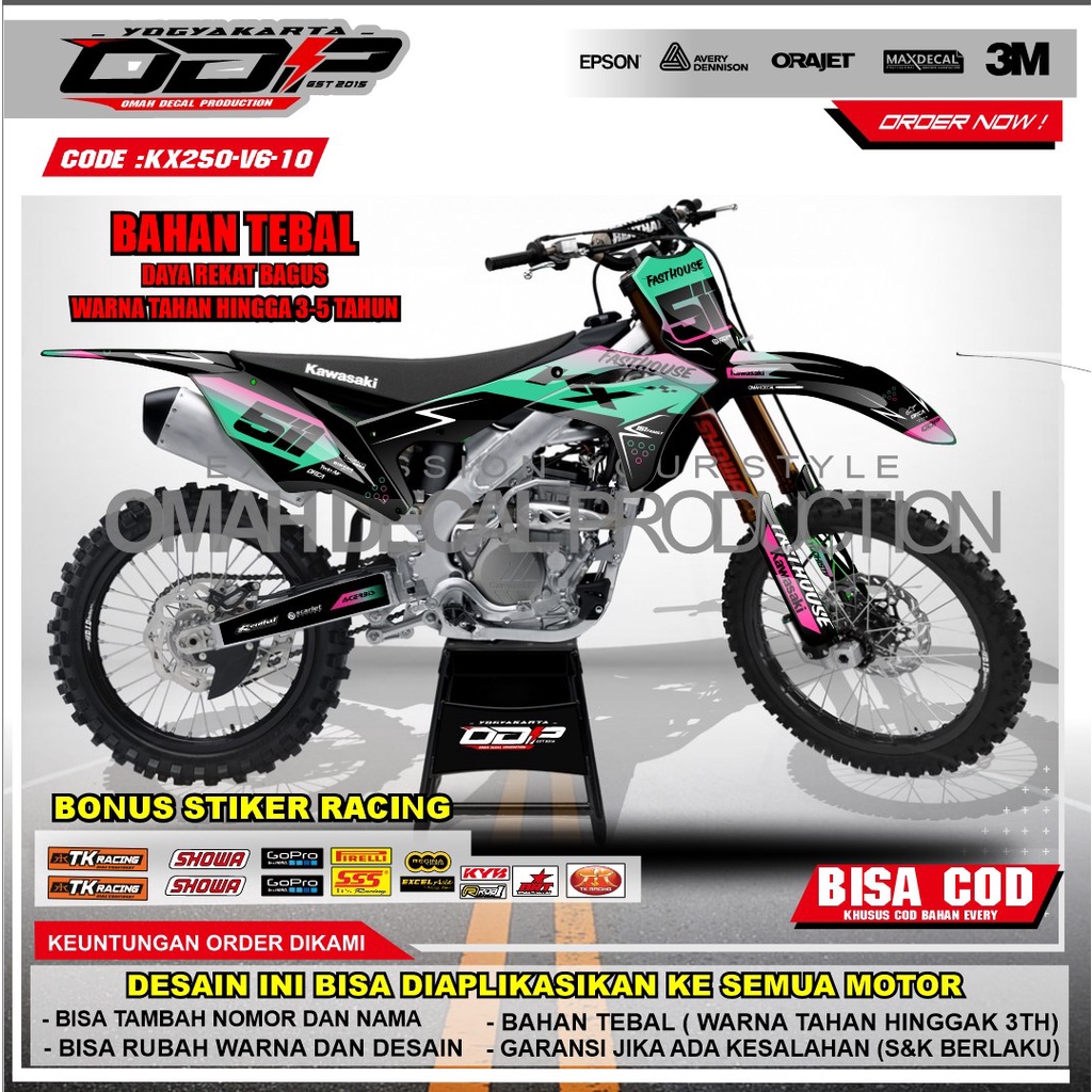 DECAL KX 250 2020 FULL BODY DEKAL BODY SET KX 250 NEW STICKER MOTOR KX 250 NEW STIKER MOTOR TRAIL BE