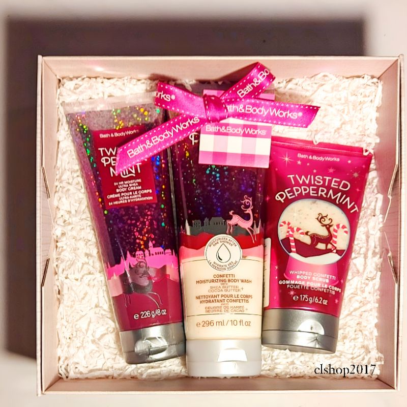 BATH &amp; BODY WORKS BBW TWISTED PEPPERMINT PAKET GIFTSET HAMPERS FOR VALENTINE MOTHERS DAY CHINESE LUNAR NEW YEARS EVE EID MUBARAK LEBARAN IDUL FITRI 2IN1 3IN1 4IN1 5IN1 6IN1 7IN1