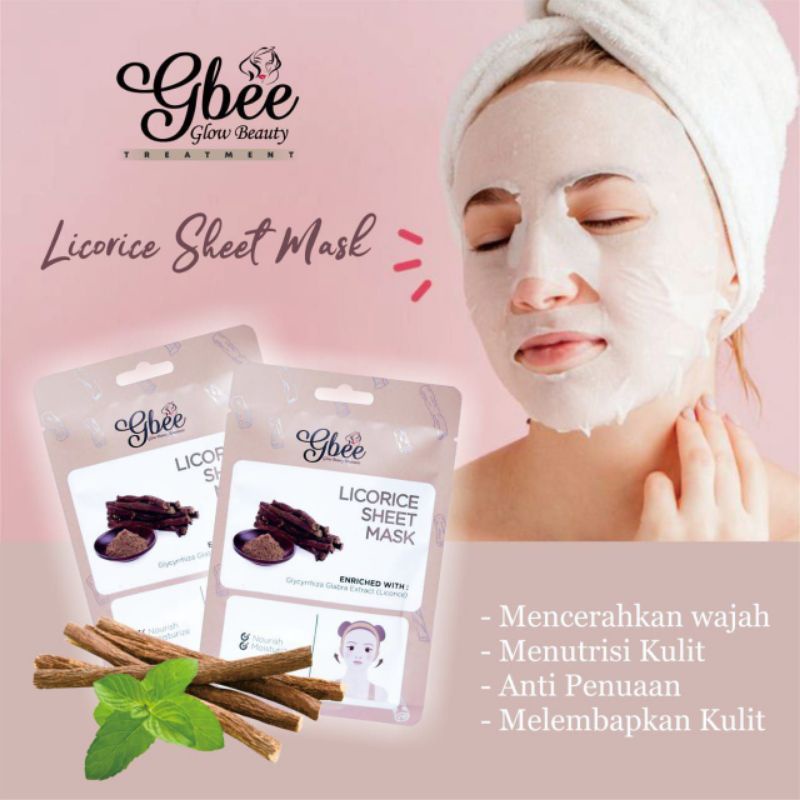 Sheet mask gbee glow beauty trewatment masker wajah gbee glow