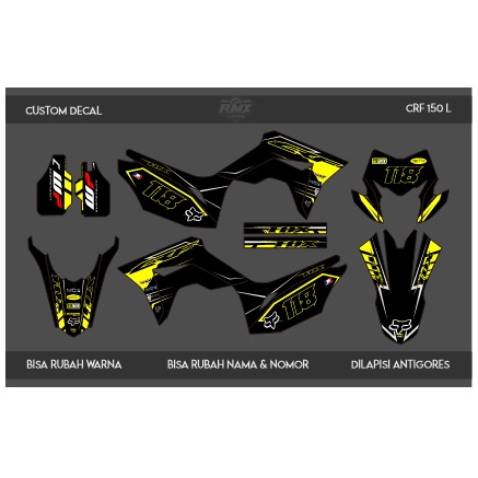 DECAL STICKER CRF 150 L (026) DEKAL STIKER CRF L FULLBODY 2017 2018 2019 2020 2021 2022 HITAM MERAH,