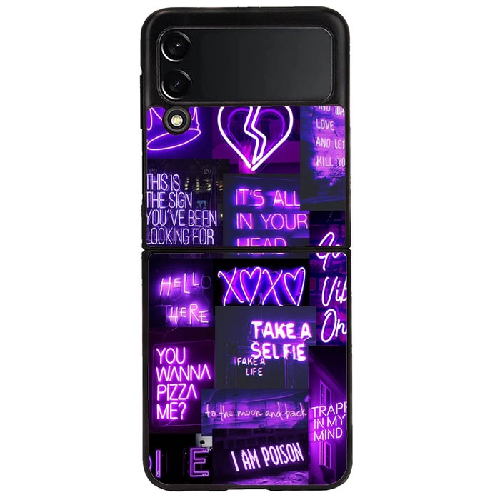 Casing Case Samsung Galaxy Z Flip 3 Z Flip 4 Z Fold 4 Z Fold 3 Purple Aesthetic D29