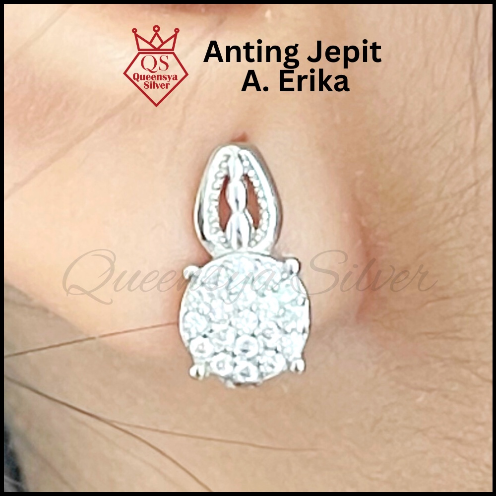 Anting Perak | Anting Jepit Perak Lapis Emas Model Bulat Queensya Silver