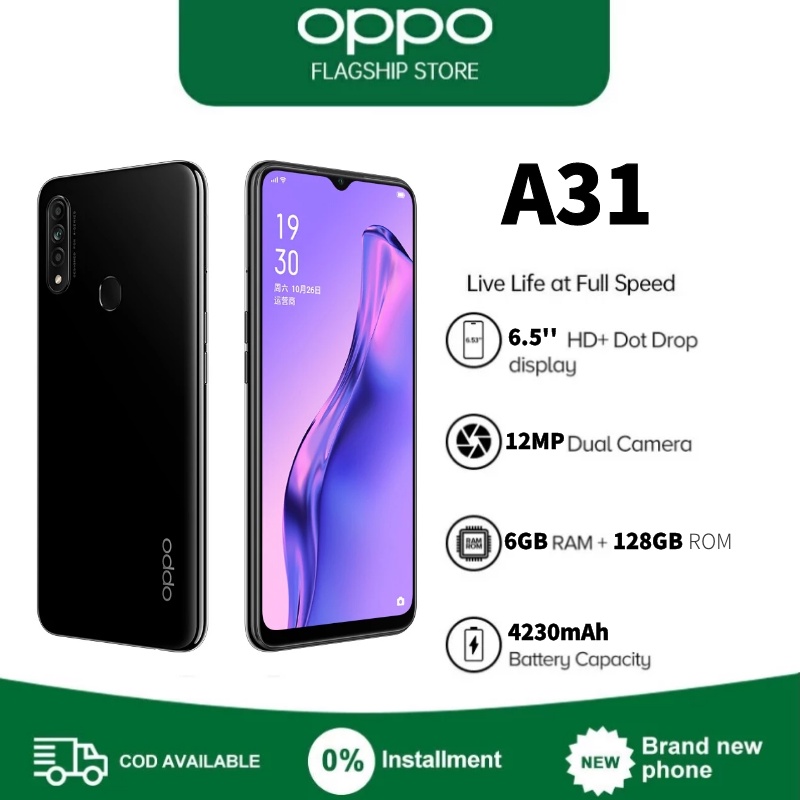 hp OPPO A31 hp ram 6/128GB smartphone Masa pakai baterai ultra panjang 4230mAh, lebih tahan lama, ka