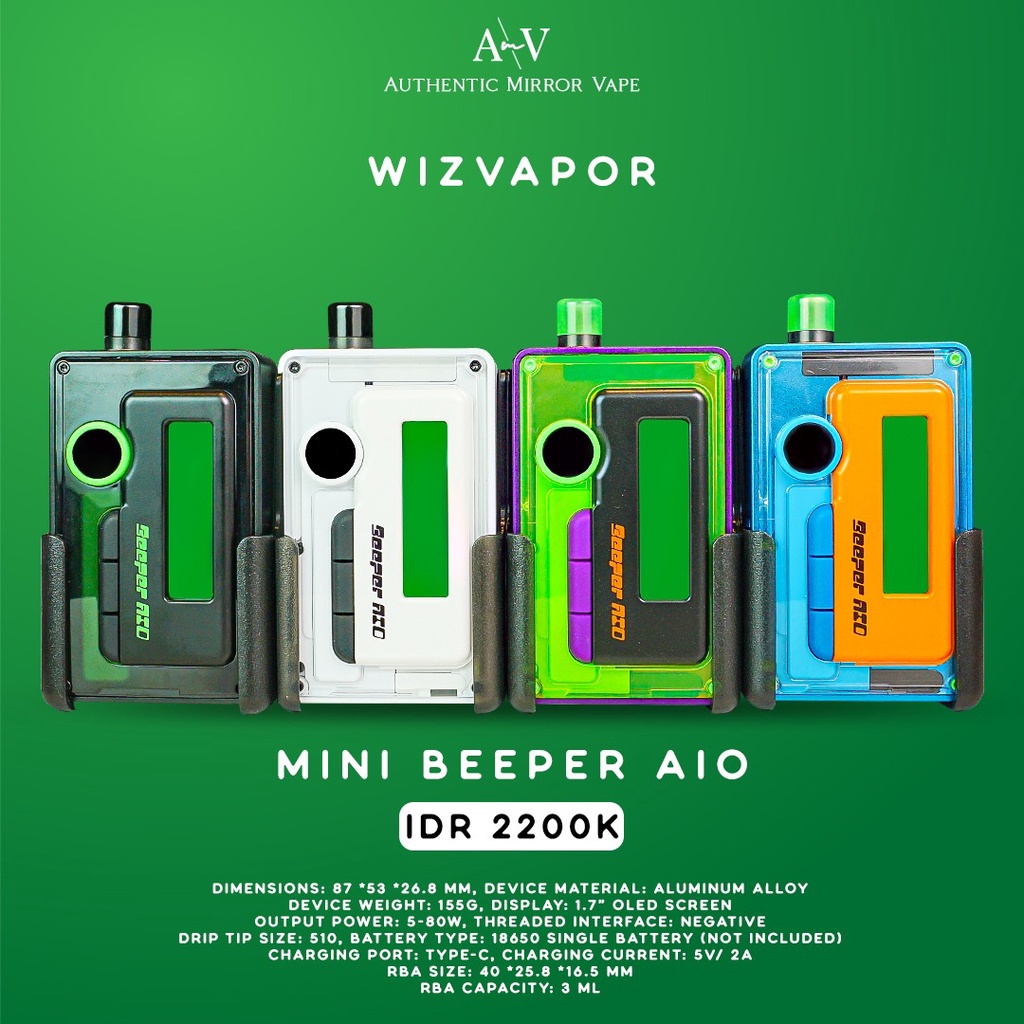 Jual Wizvapor Mini Beeper AIO Pod Kit by Wizman Shopee Indonesia