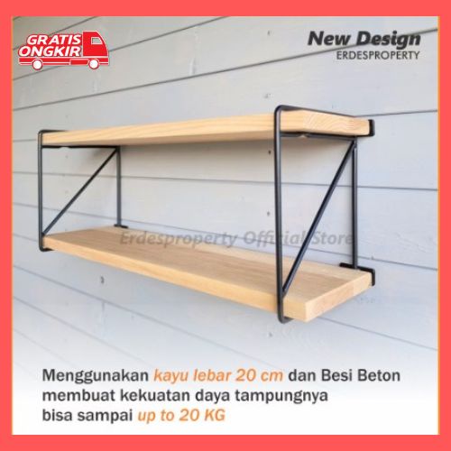 papan kayu ambalan rak dinding / rak ambalan dinding tempel kayu / rak kayu ambalan dinding 3pcs / r