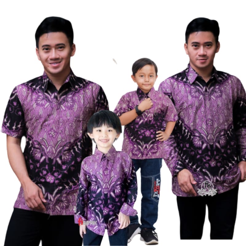 KEMEJA HEM BATIK KERIS UNGU M L XL XXL