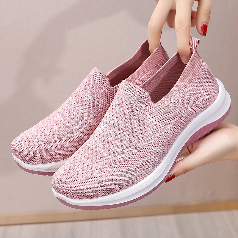 Wanita Sepatu Flat Shoes Wanita - Women Shoes Sepatu Nyaman Sol Lembut Wanita Bernapas Sepatu Kasual Paruh Baya Dan Lansia