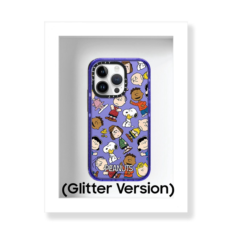 IPHONE Original Casetify Peanuts Snoopy Glitter Casing PC Bahan Plastik Keras Cover Untuk Iphone11 12 13 14 Plus Casing Pro Max