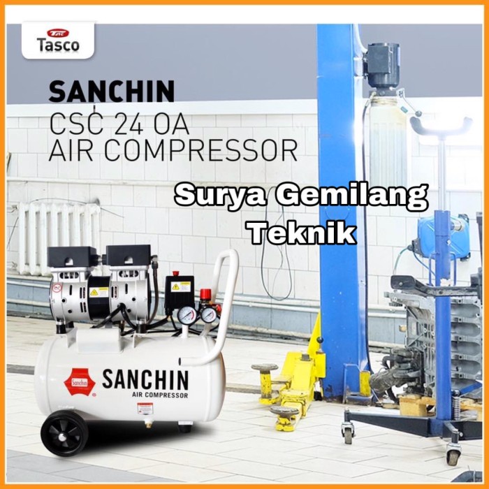 Sanchin Air Kompresor Angin Oilless Air Compressor 1 Hp 24 Liter