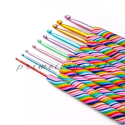 Hakpen/ crochet hook handle karet RAINBOW SET HK234