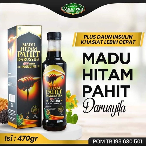 

Madu Hitam Pahit Insulin Darusyfa / Madu Diabet Plus propolis Madu Hitam Pahit Darusyifa Daun Insuline 470 gram ORIGINAL