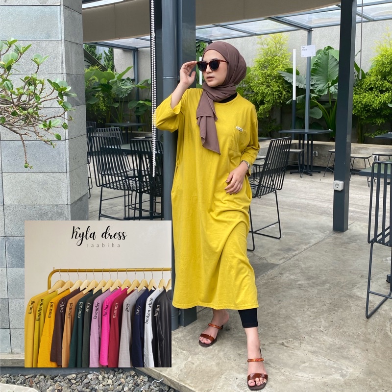 RAABIHA Kyla Dress Shirt (Kaos Dress) | Mididress Kaos | Tunik Kaos