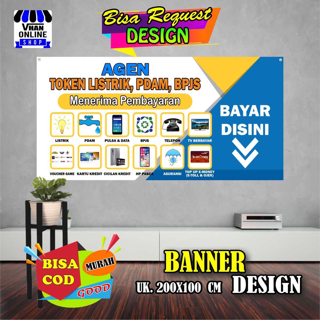 Spanduk Banner Konter Pembayaran PDAM, Listrik dan BPJS, Keren Murah Bagus