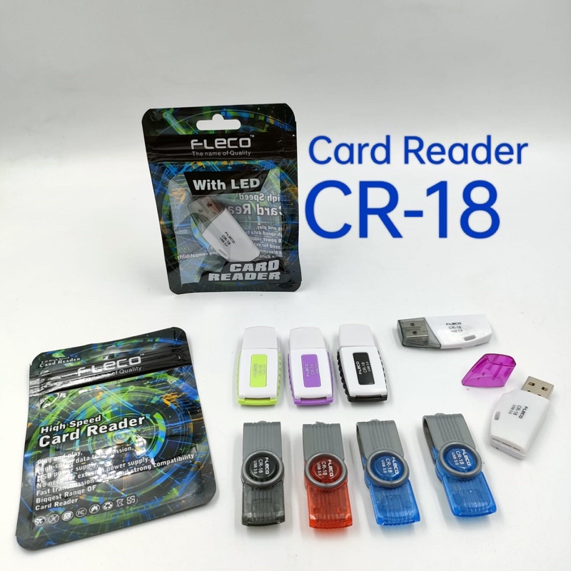 CARD READER FLECO MICRO SD CR18 ORIGINAL WITH LED SUPPORT UP TO 512GB ALL SMARTPHONE PC LAPTOP KOMPUTER HIGH SPEED DATA TRAVELLER BY SMOLL