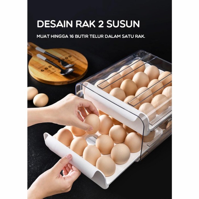 Samono Rak Telur Ayam Box Telur Plastik 2 Susun Rak Telor Plastik #Original