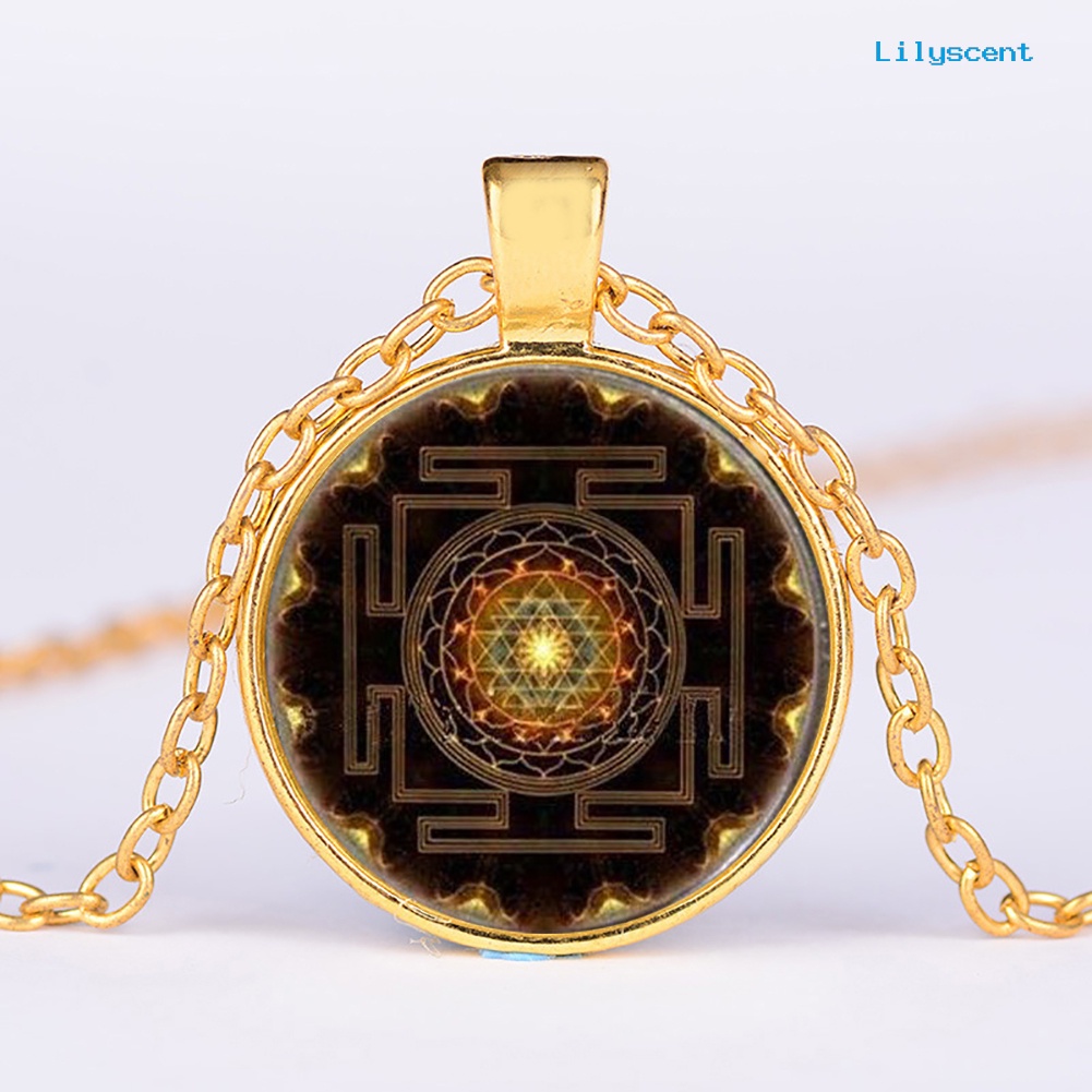 [LS] Mandala Kubah Kaca Liontin Kalung Fashion Budha Perhiasan Geometri Suci