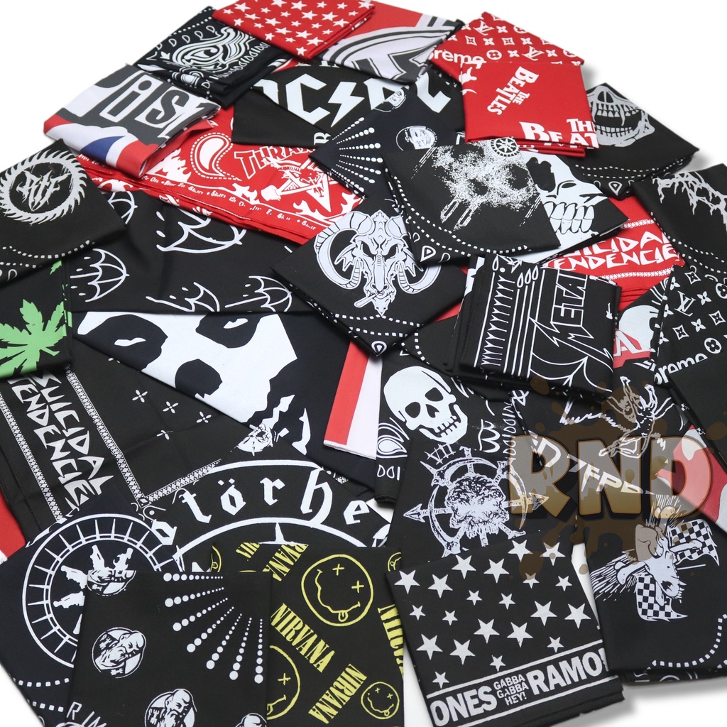 Bandana / Slayer / Scarf – Motif MUSIK BAND SERINGAI – Ukuran 49 x 49cm