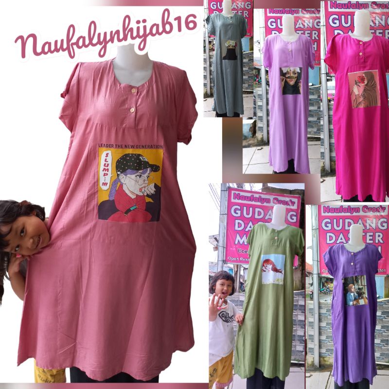 Daster Viral emblem 3D Busui Rayon Premium Grosir Depok Pekalongan Bali