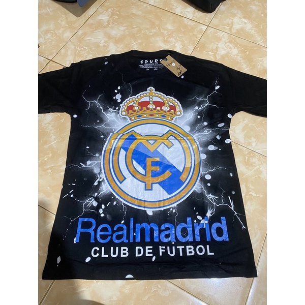 Kaos DISTRO REAL MADRID BARCELONA size L HITAM TERBARU MURAH