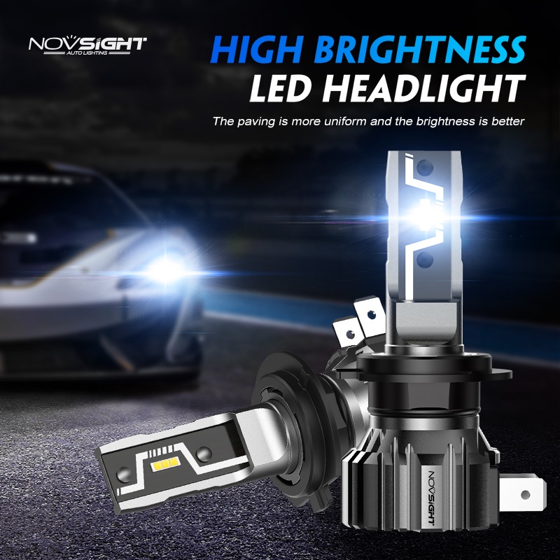 NOVSIGHT N57 Super Bright Bulb H4 H119005 HB3 50W 10000LM Lampu 6500K Lampu Kabut Putih