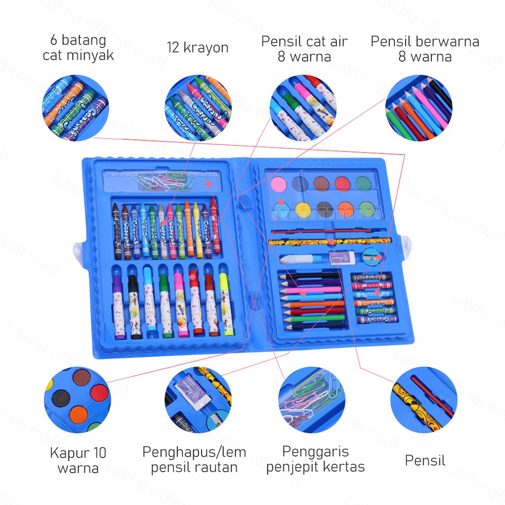 Lakhu 68pcs Crayon set Anak pensil warna set/Pensil Krayon Warna Alat Menggambar Mewarnai