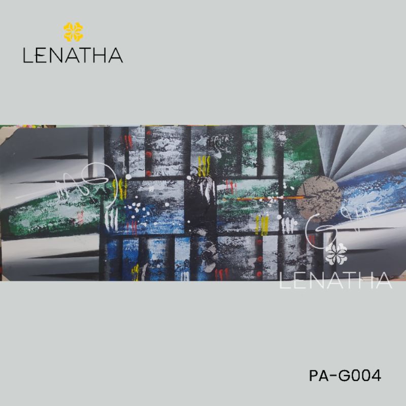 Lukisan Kanvas Abstrak Modern Lukisan Hiasan Dinding Wall Decor Bali Black White Grey 120x45cm Bali 