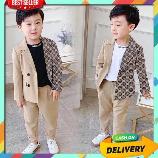 3In1 Set Blazer Anak / Jas Anak Laki/ Yose - K/ Baju Ulang Tahun Anak Cowo Laki [Set Carda Ot] Setel