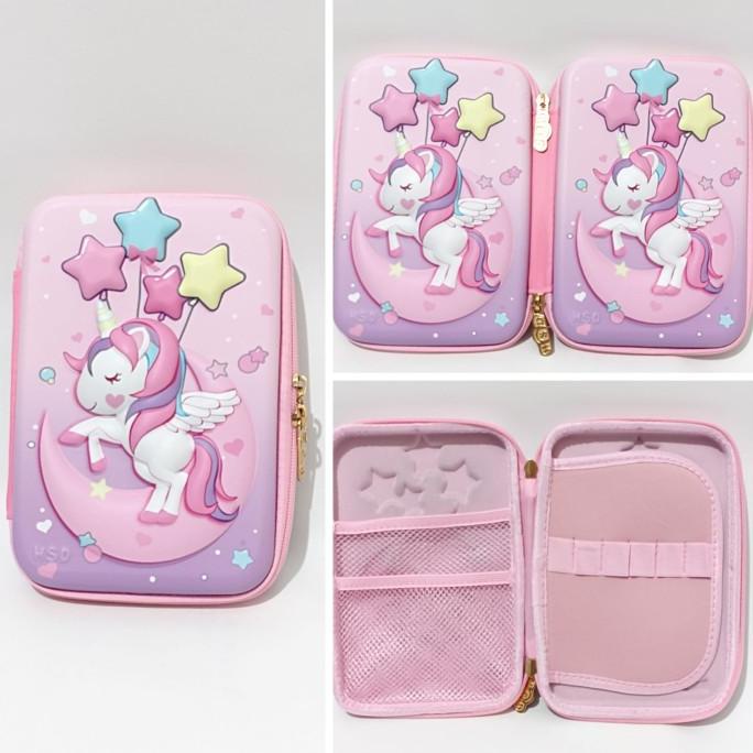 

Tempat Pensil Anak Perempuan Unicorn BTG 3D Timbul Import Hardcase