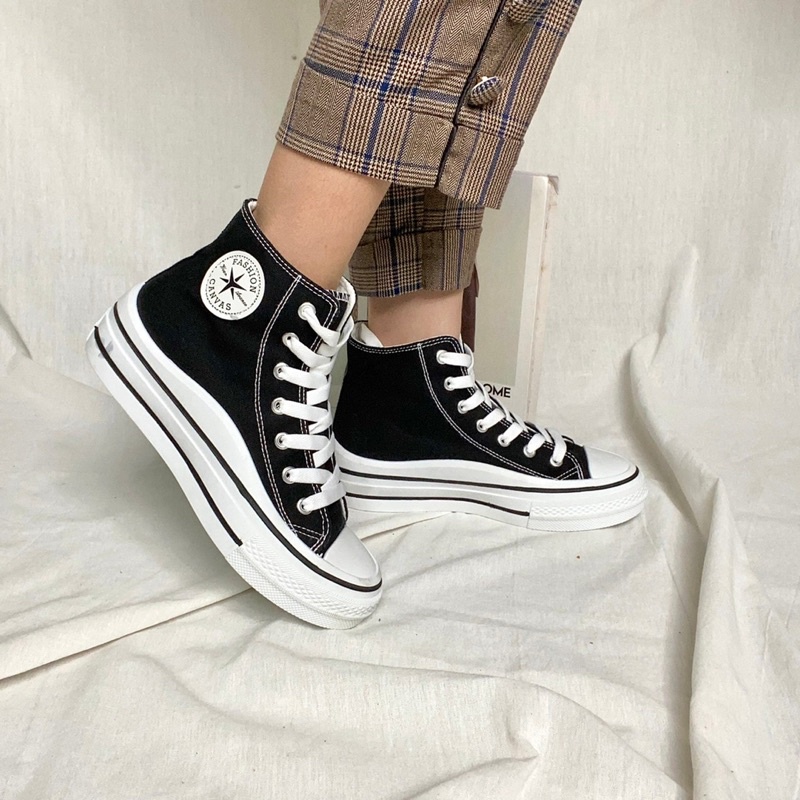 AVANCEID SIZE 36-41 1880 Sepatu Sneakers Wanita Sekolah Kerja Putih Hitam Import