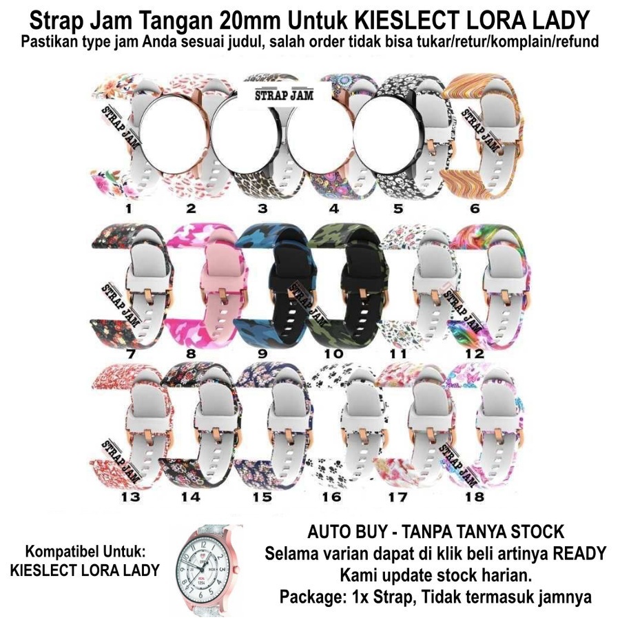 Tali Jam Kompatibel Kieslect Lora Lady 20mm - Strap Motif Rubber Cantik Imut