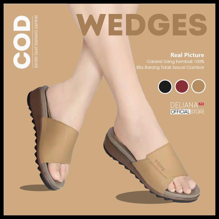 Sandal Sendal Wedges Heels Slop Ibu Ibu2 Kondangan Wanita Cewek - C001