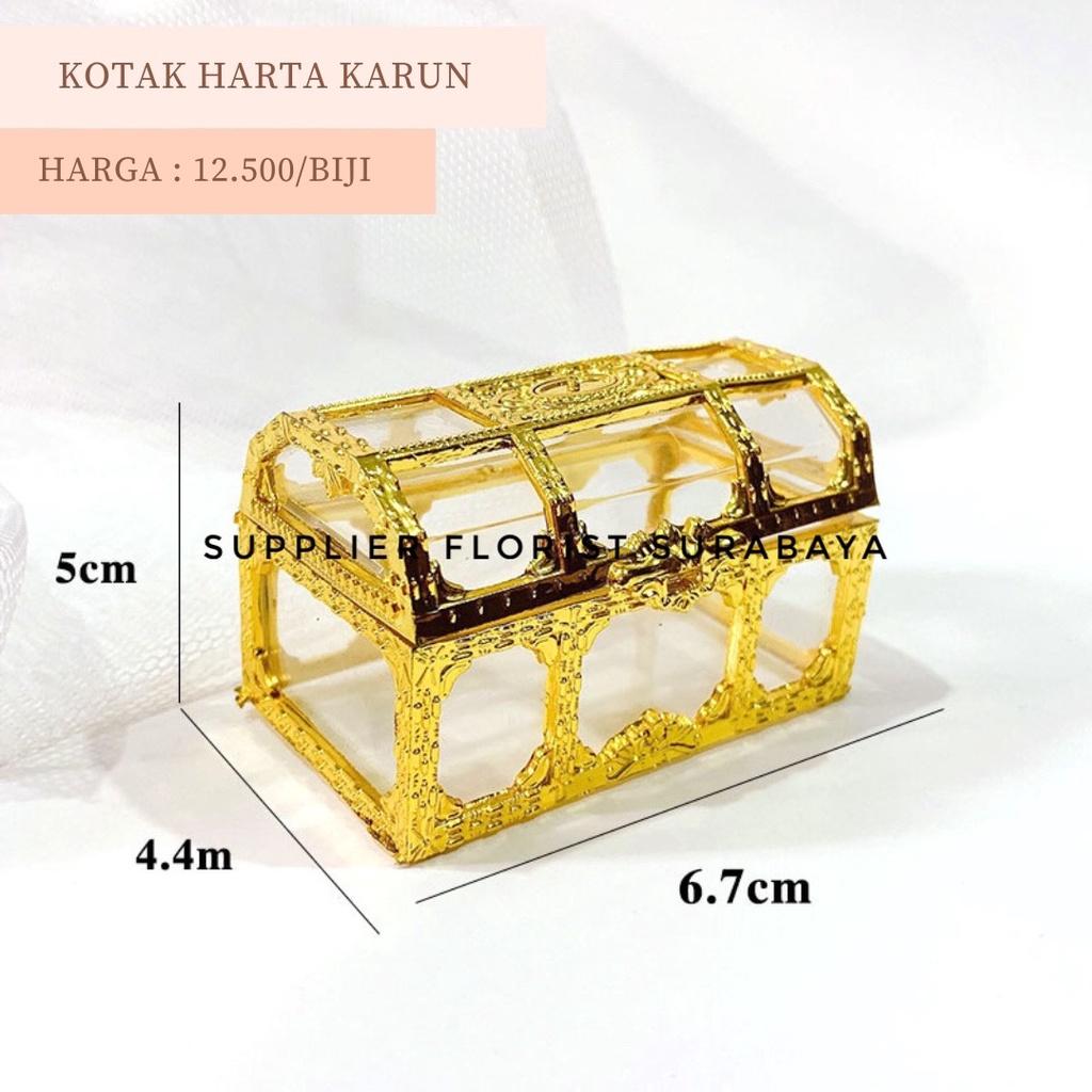 HIASAN KUE TART KOTAK HARTA KARUN GOLD KECIL CAKE TOPPER DEKORASI KUE BAKING