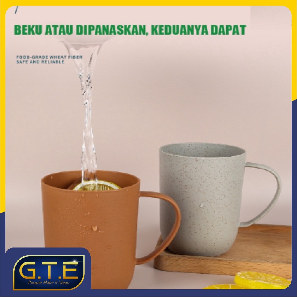 GTE | Straw Kopi Mug Cangkir /500ML Handy Cup /Gelas Gandum Kokoh / BPA Free /Wheat Straw Environmental Protection Cup