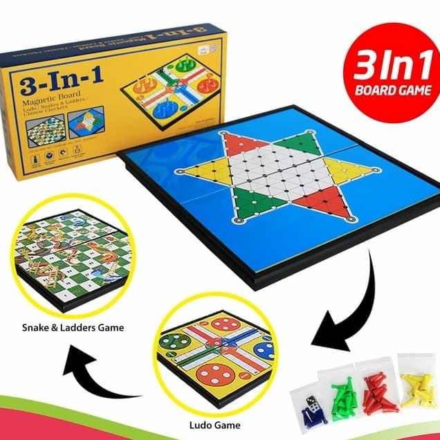 MAINAN PAPAN MAGNET 3 IN 1 - ULAR TANGGA - HALMA - LUDO
